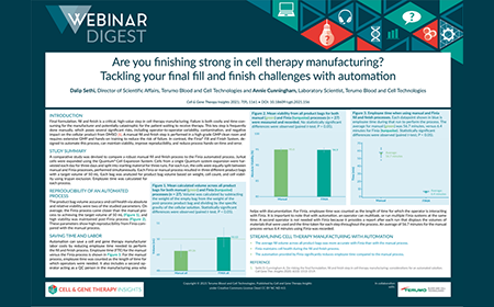 Are you finishing strong in cell therapy manufacturing? Tackling your final fill and finish challenges with automation